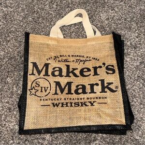 Maker’s Mark Jute Tote Bag Burlap Reusable Whiskey Bourbon Distillery Promo